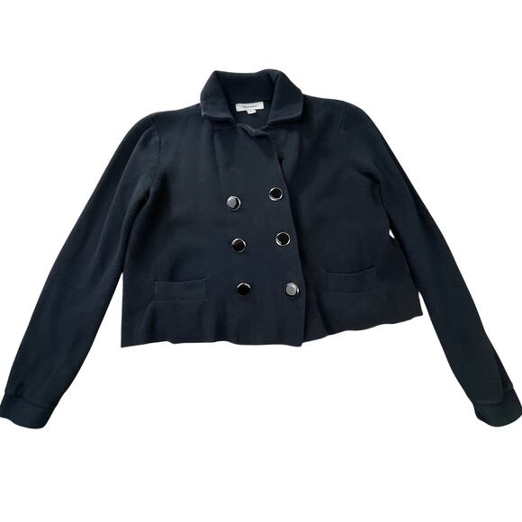 Women's Merona Black Knit Blazer, Medium, Button-Front - Picture 1 of 6